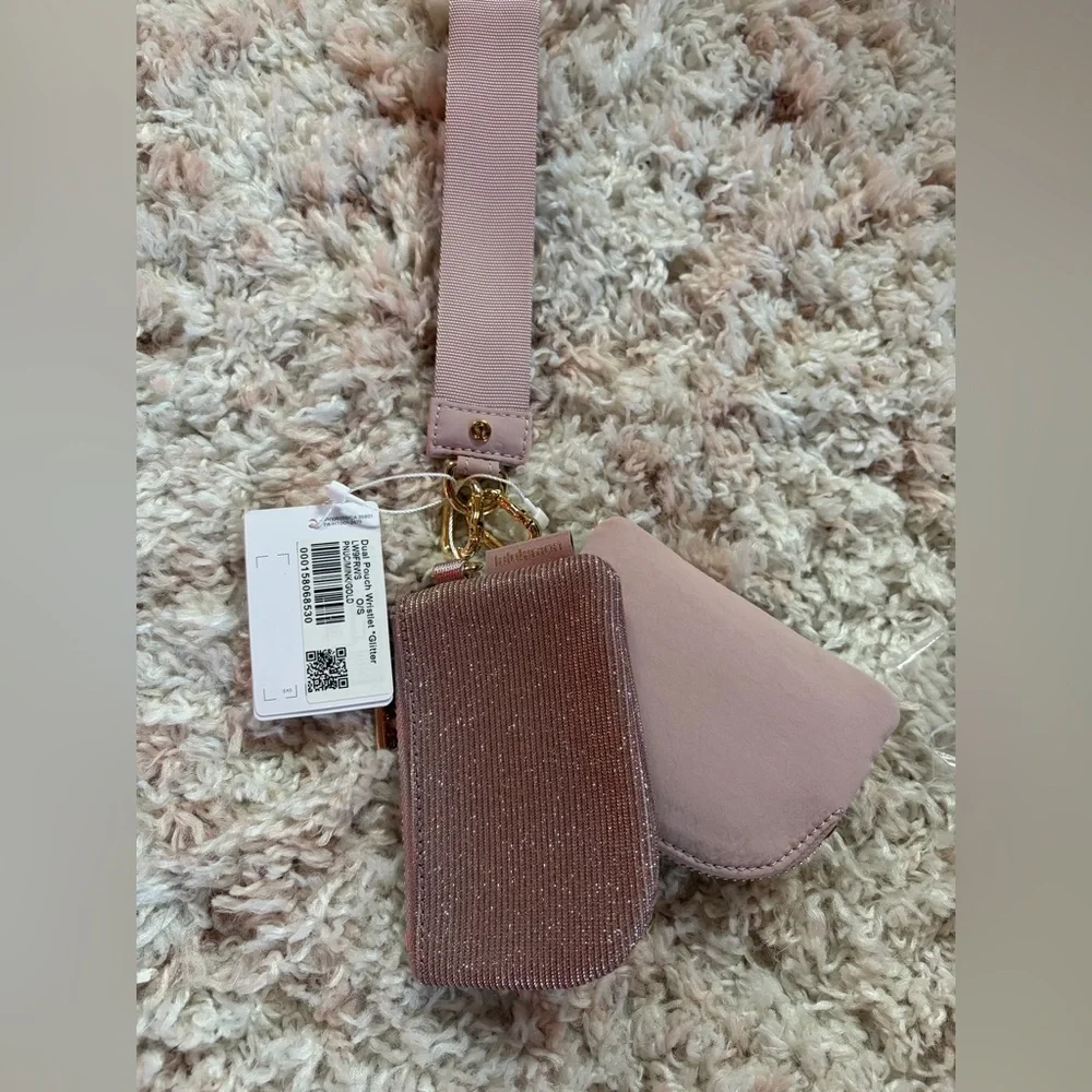 Lululemon Dual Pouch Wristlet Glitter Pink Champagne/ Mink Berry/ Gold - Picture 6 of 9